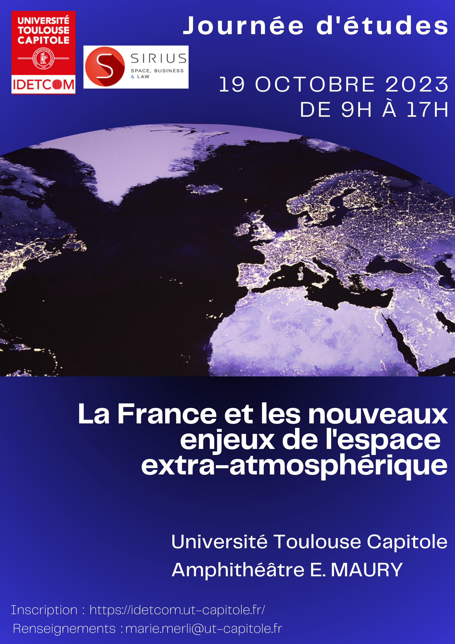 Affiche colloque spatial du 19 octobre 23